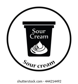 Sour Cream Icon. Thin Circle Design. Vector Illustration.