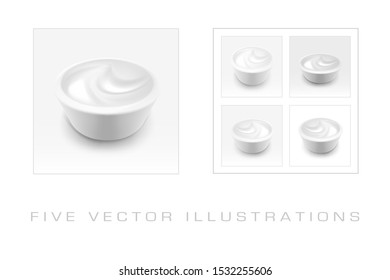 Sour cream. Illustration isolated on white background. Graphic concept for your design.