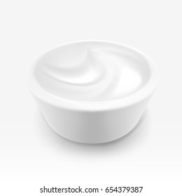 Sour cream. Illustration isolated on white background. Graphic concept for your design.