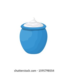 
sour cream in a pot vector illustration
