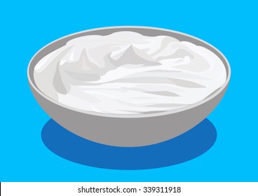 Sour cream, vector illustration, isolated on blue