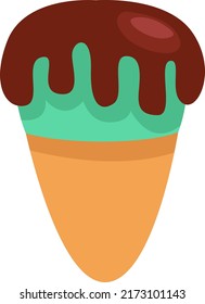 Sour ice cream with chocolate, illustration, vector on a white background.
