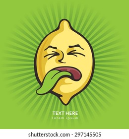 Sour lemon - cartoon character, vector illustration.