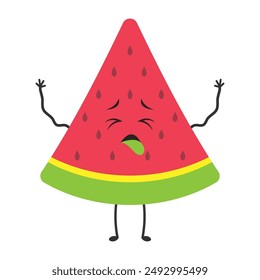 Sour Slice: An adorable, anthropomorphic watermelon slice makes a hilariously disgusted face, capturing the relatable experience of a less-than-perfect fruit. 