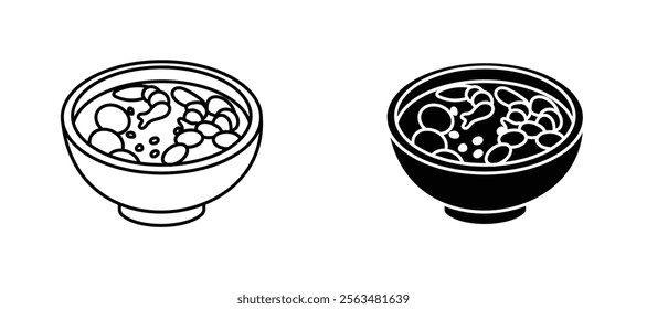 Sour soup icons in outline and fill. vector illustration for ui.