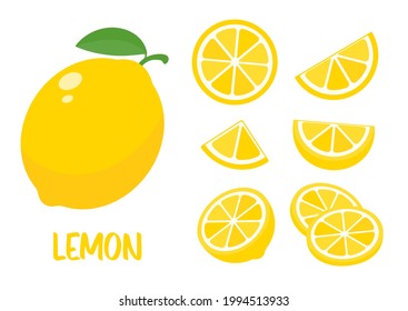 Sour yellow lemons. High vitamin C lemons are cut into slices for summer lemonade.