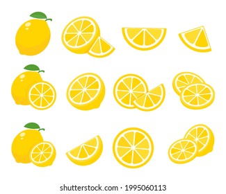 Sour yellow lemons. High vitamin C lemons are cut into slices for summer lemonade.