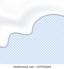 Sour yogurt. Cream texture. Mayonnaise sauce. Realistic yogurt   isolated on transparent background. Vector illustration.