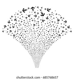 Source of anchor icons. Vector illustration style is flat black iconic symbols on a white background. Object source done from scattered pictographs.