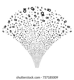 Source of award symbols. Vector illustration style is flat black iconic symbols on a white background. Object stream constructed from scattered icons.