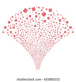 Source of books icons. Vector illustration style is flat red iconic symbols on a white background. Object fountain organized from scattered symbols.