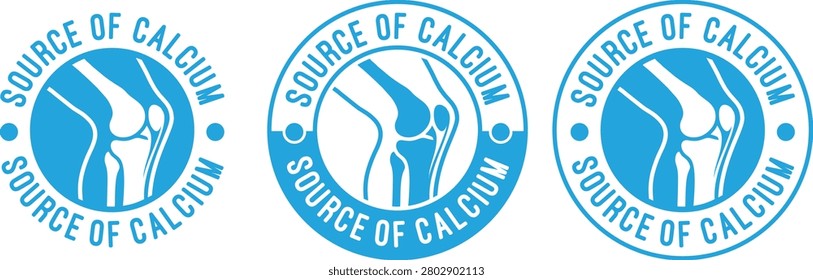 Source of Calcium Healthy Joint and Bone Badge, Medical Supplement Circular Label Vector
