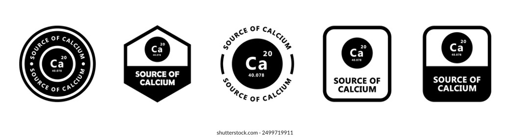 Source of Calcium - vector labels for product packaging.