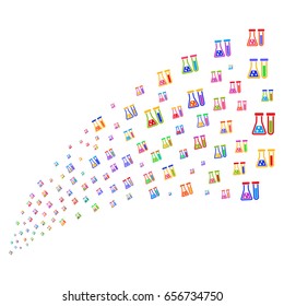 Source of chemistry symbols. Vector illustration style is flat bright multicolored iconic chemistry symbols on a white background. Object fountain constructed from pictograms.