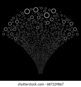 Source of circle bubble symbols. Vector illustration style is flat white iconic symbols on a black background. Object source done from random pictograms.