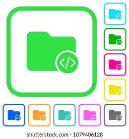 Source code directory vivid colored flat icons in curved borders on white background