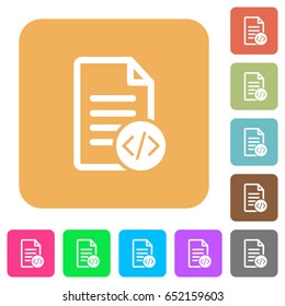 Source code document flat icons on rounded square vivid color backgrounds.
