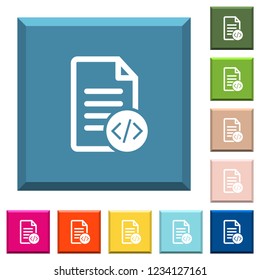 Source code document white icons on edged square buttons in various trendy colors