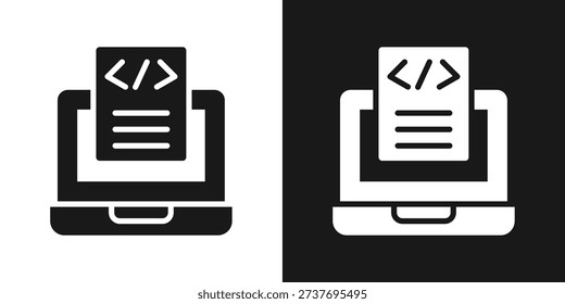 Source Code Icon In Black And White Glyph Style