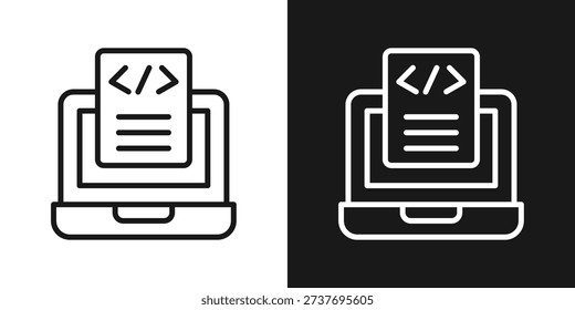 Source Code Icon In Black And White Line Style