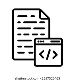 source code icon line vector illustration on white background.