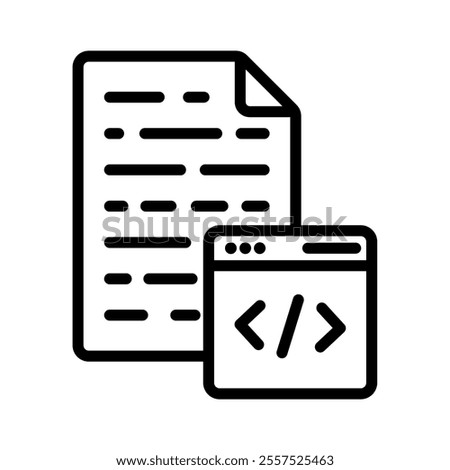 source code icon line vector illustration on white background.