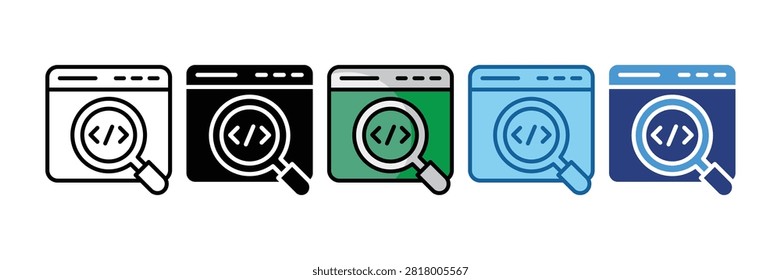 Source Code Icon Set Multiple Style Collection