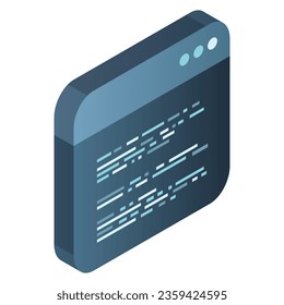 Source code isometric. Abstract programming language and program code on a screen. Vector illustration