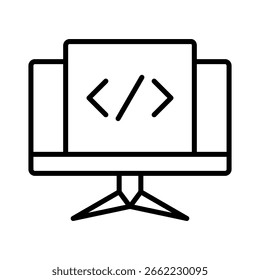 Ilustração do vetor do ícone de linha do Código-fonte