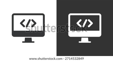 Source Code Monitor icon. Solid glyph series icon