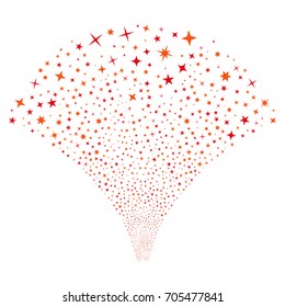 Source of confetti stars symbols. Vector illustration style is flat intensive red and orange iconic symbols on a white background. Object source constructed from random icons.