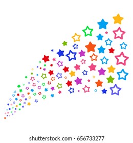 Source of decoration stars symbols. Vector illustration style is flat bright multicolored iconic decoration stars symbols on a white background. Object fountain made from symbols.