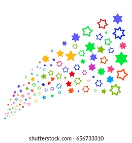 Source of decoration stars symbols. Vector illustration style is flat bright multicolored iconic decoration stars symbols on a white background. Object fountain done from icons.