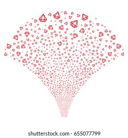Source of diamond symbols. Vector illustration style is flat red iconic symbols on a white background. Object salute organized from random symbols.