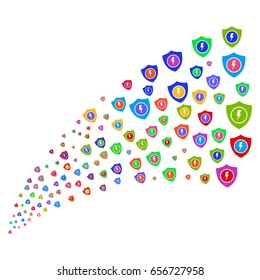 Source of electric guard icons. Vector illustration style is flat bright multicolored iconic electric guard symbols on a white background. Object fountain created from pictograms.