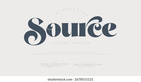 Source Elegant alphabet letters font logo classic minimal fashion designs. Typography modern sans fonts and number for logo brand. vector illustration
