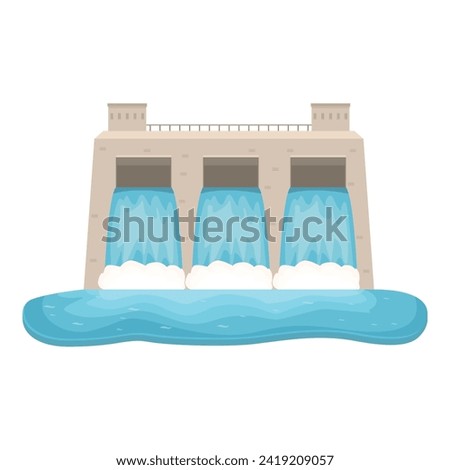 Source energy icon cartoon vector. Hydro power station. Dam plant