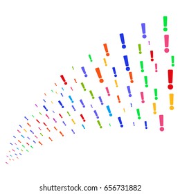 Source of exclamation sign icons. Vector illustration style is flat bright multicolored iconic exclamation sign symbols on a white background. Object fountain combined from pictograms.