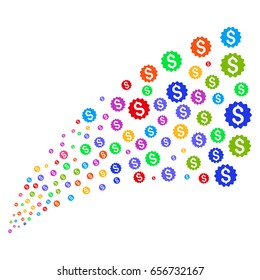 Source of financial reward seal icons. Vector illustration style is flat bright multicolored iconic financial reward seal symbols on a white background. Object fountain done from icons.