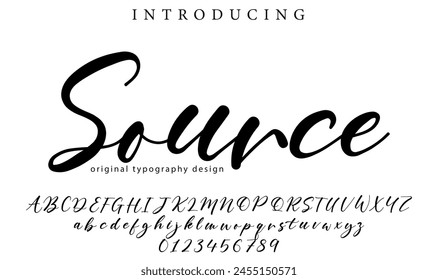 Source Font Stylish brush painted an uppercase vector letters, alphabet, typeface