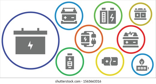 source icon set. 9 filled source icons.  Collection Of - Battery icons