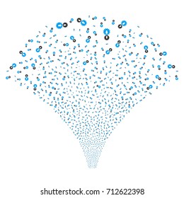 Source of integration symbols. Vector illustration style is flat blue and gray iconic symbols on a white background. Object salute made from confetti icons.