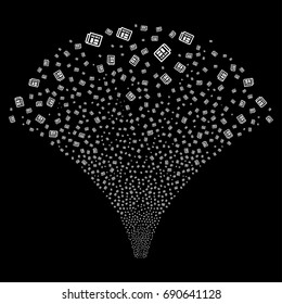 Source of newspaper icons. Vector illustration style is flat white iconic symbols on a black background. Object source organized from random design elements.
