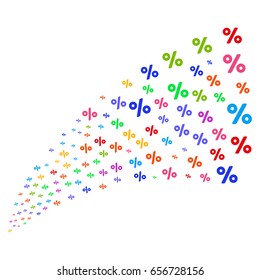 Source of percent icons. Vector illustration style is flat bright multicolored iconic percent symbols on a white background. Object fountain created from icons.