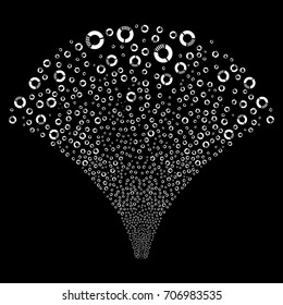 Source of pie chart symbols. Vector illustration style is flat white iconic symbols on a black background. Object salute done from random symbols.