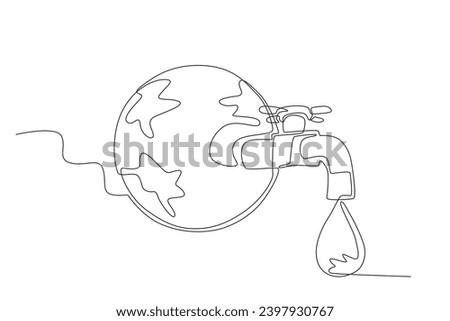 The source of pure water from the earth. World water day one-line drawing
