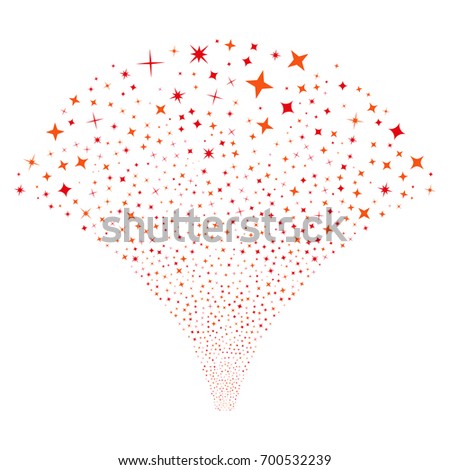 Source of shine stars icons. Vector illustration style is flat intensive red and orange iconic symbols on a white background. Object source created from confetti design elements.