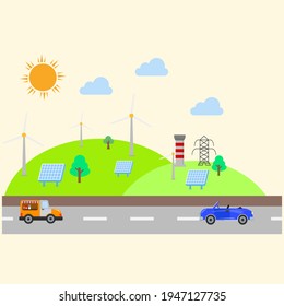 source of solar energy flat illustration vector graphic