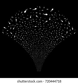 Source of spermatozoon symbols. Vector illustration style is flat white iconic symbols on a black background. Object stream done from random pictograms.