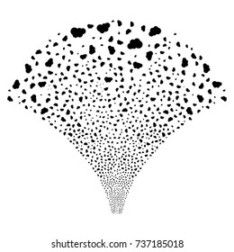 Source stream of cloud symbols. Vector illustration style is flat black iconic symbols on a white background. Object stream made from scattered pictographs.